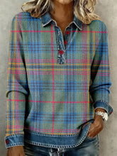 Motif à carreaux Vintage Patchwork Art Waffle Top des femmes